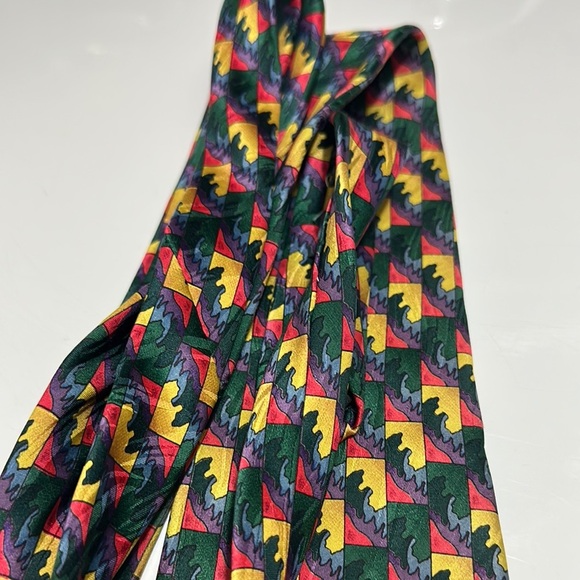 J. Garcia Red and Yellow Tie with Stripes - Picture 4 of 5